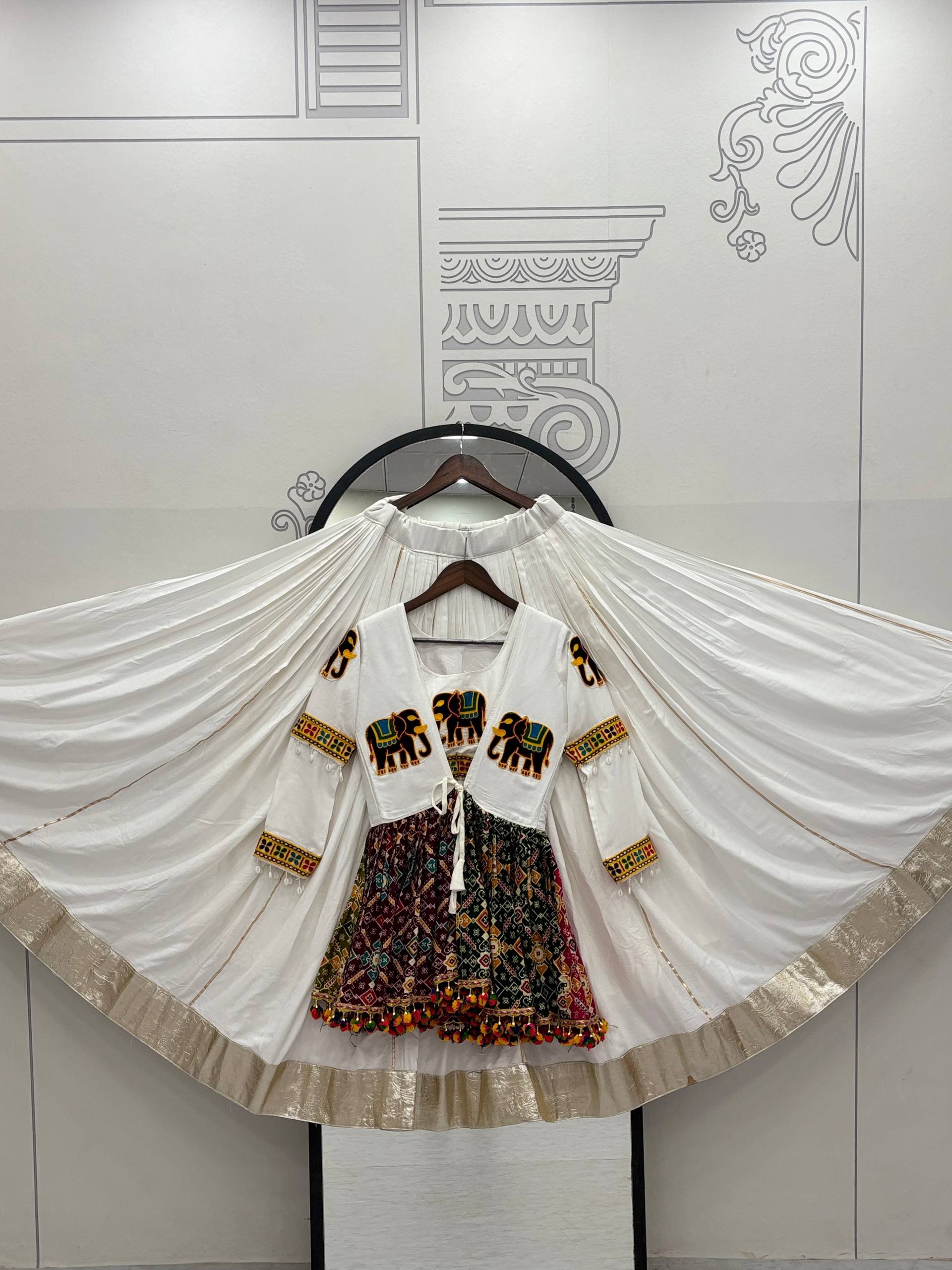 Navratri Special Gamthi Work Lehenga Choli - 6 Meter Flare