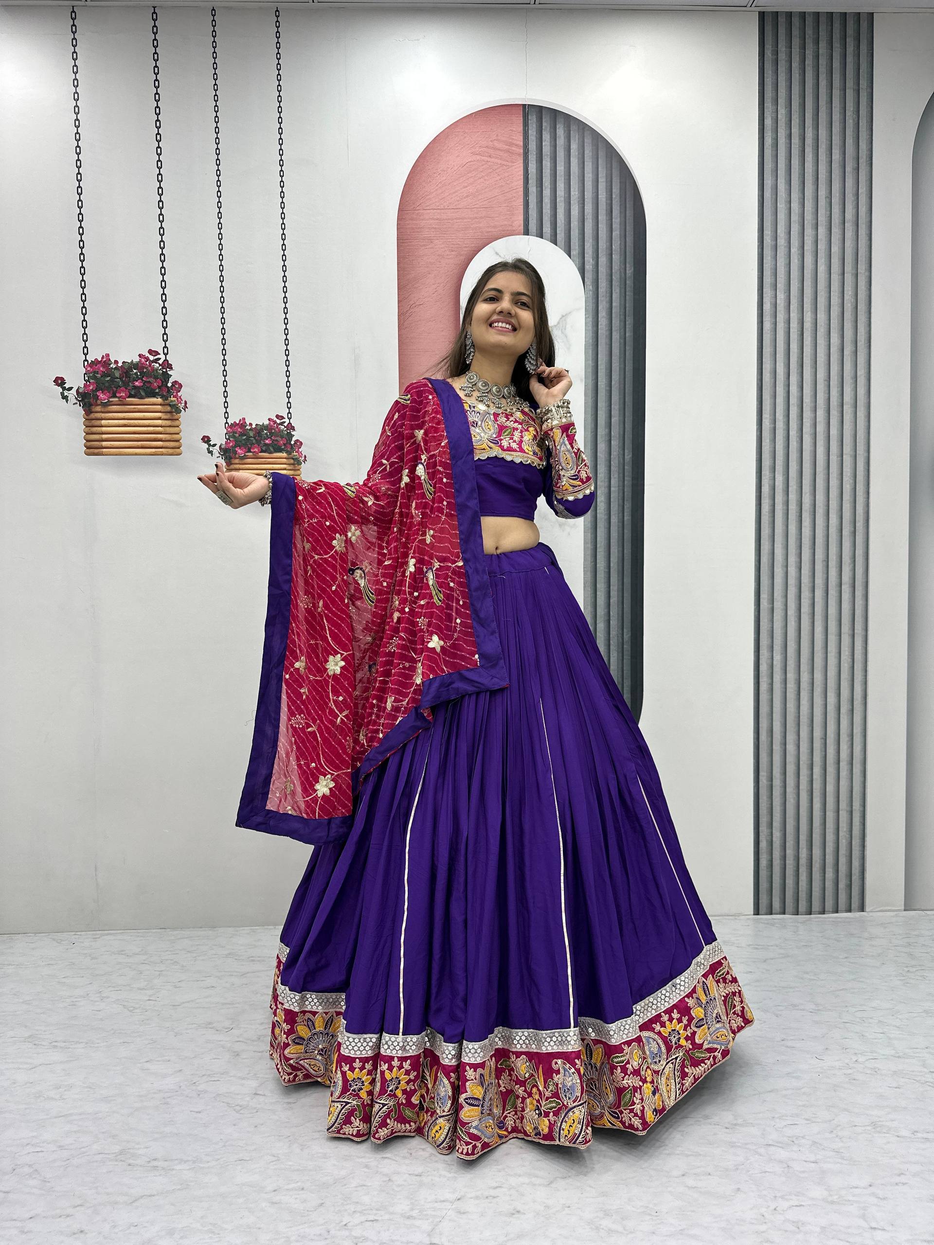 Navratri Special Pure Cotton Lehenga Choli Set (6 Meter Flare)