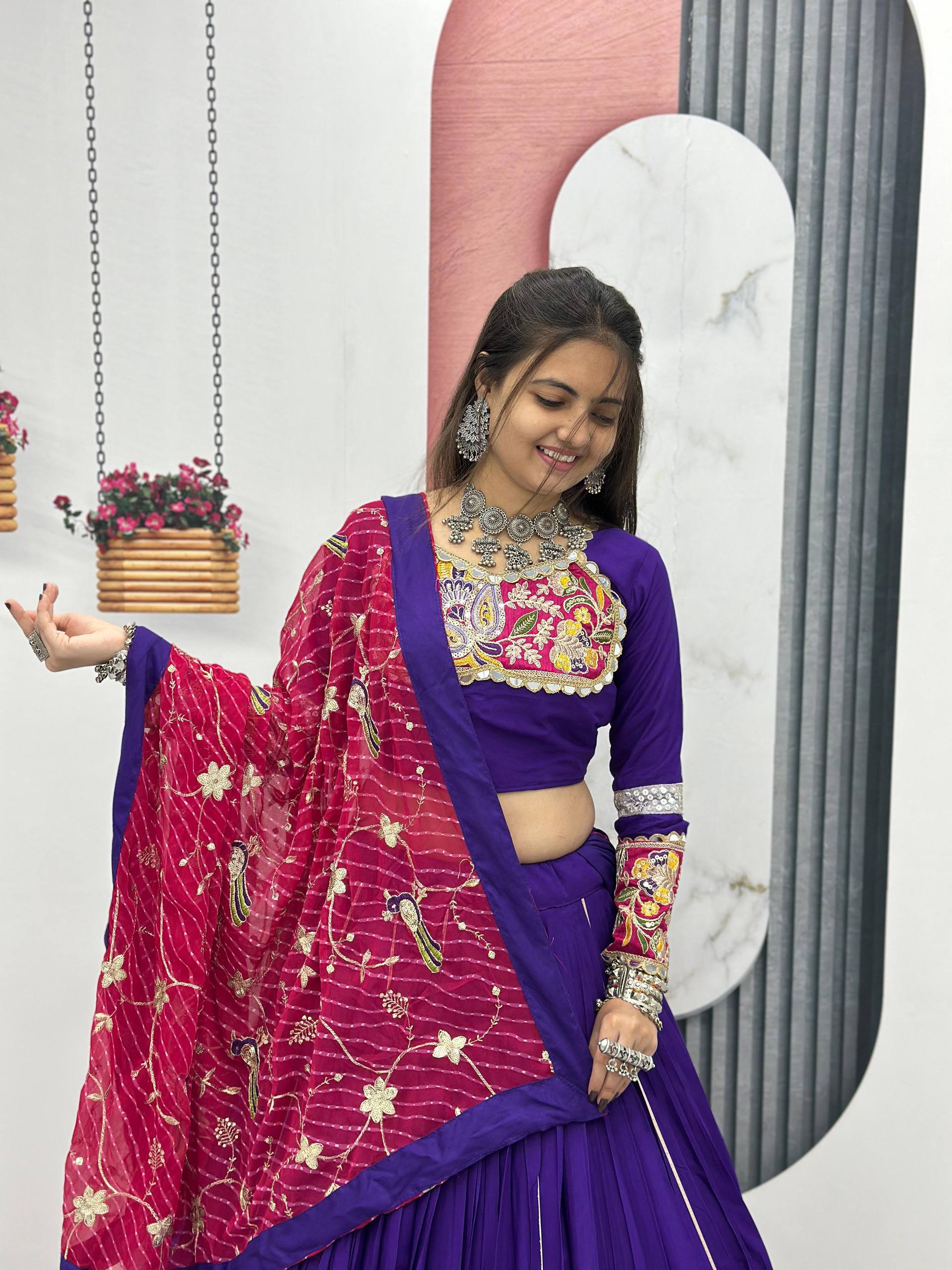 Navratri Special Pure Cotton Lehenga Choli Set (6 Meter Flare)