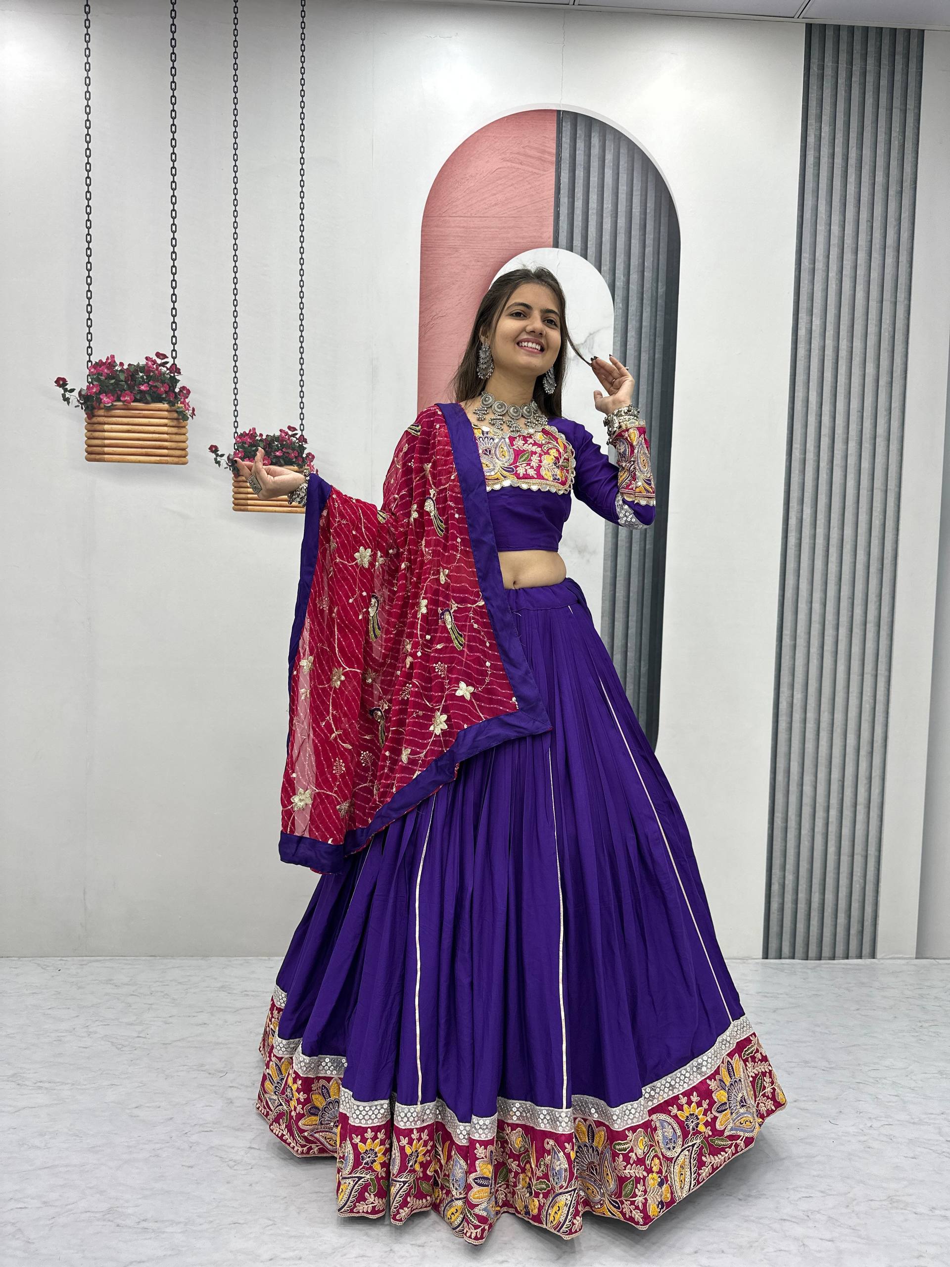 Navratri Special Pure Cotton Lehenga Choli Set (6 Meter Flare)