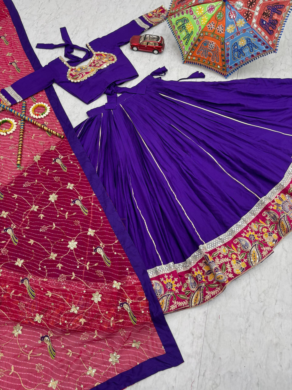 Navratri Special Pure Cotton Lehenga Choli Set (6 Meter Flare)
