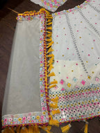 Ivory Tassel Mirror Embroidered Lehenga Choli