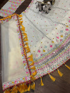 Ivory Tassel Mirror Embroidered Lehenga Choli