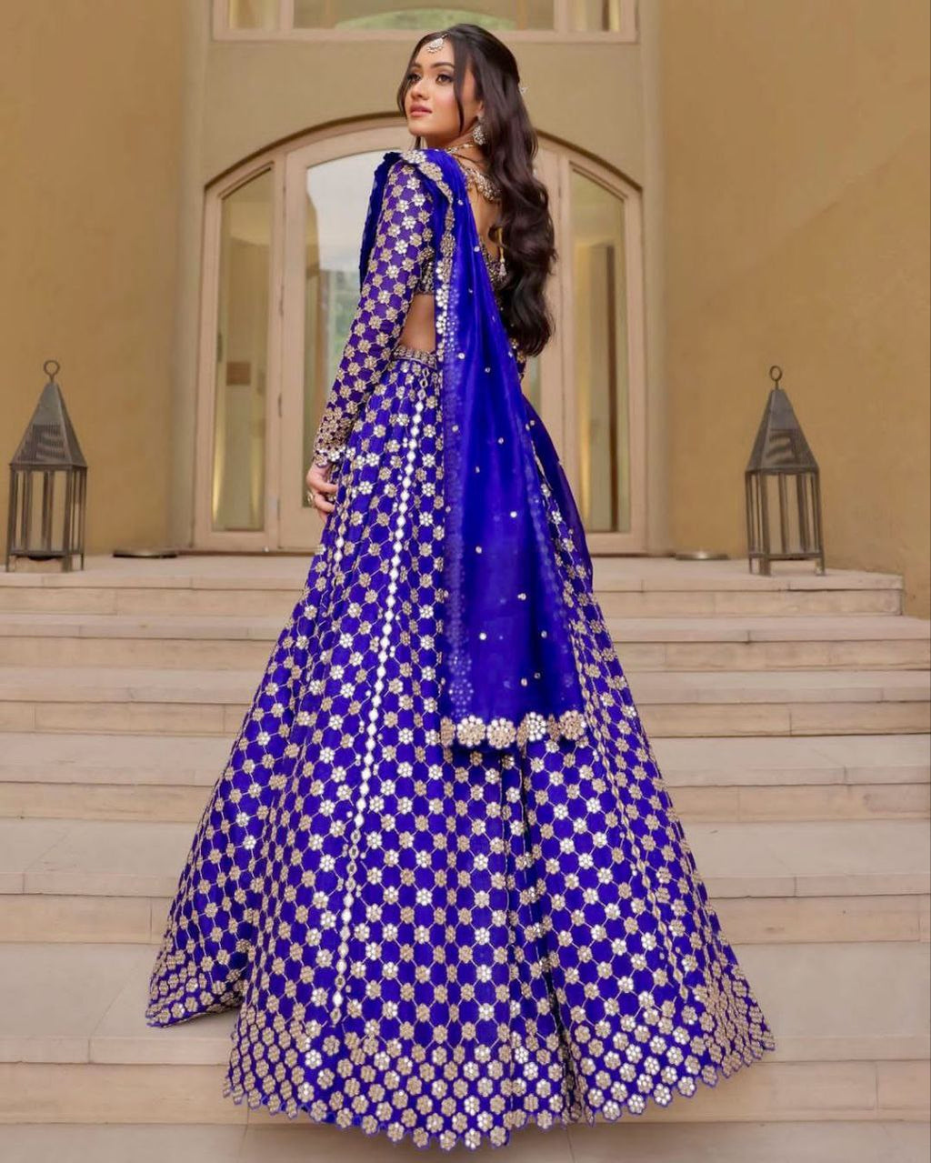 Premium Georgette Lehenga Choli Set - 3.5m Flare with Foil Mirror Work