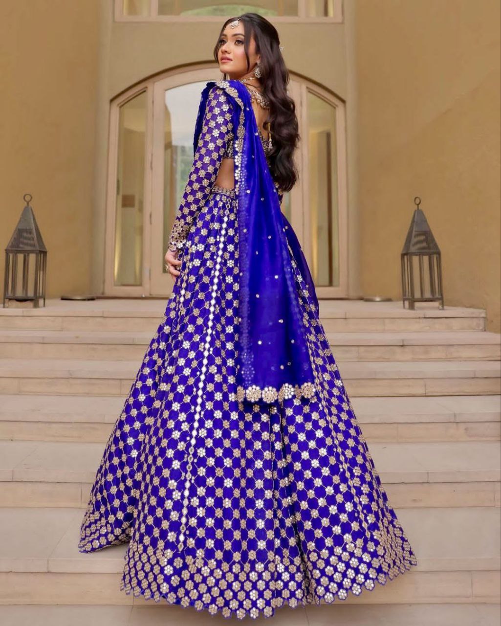 Premium Georgette Lehenga Choli Set - 3.5m Flare with Foil Mirror Work