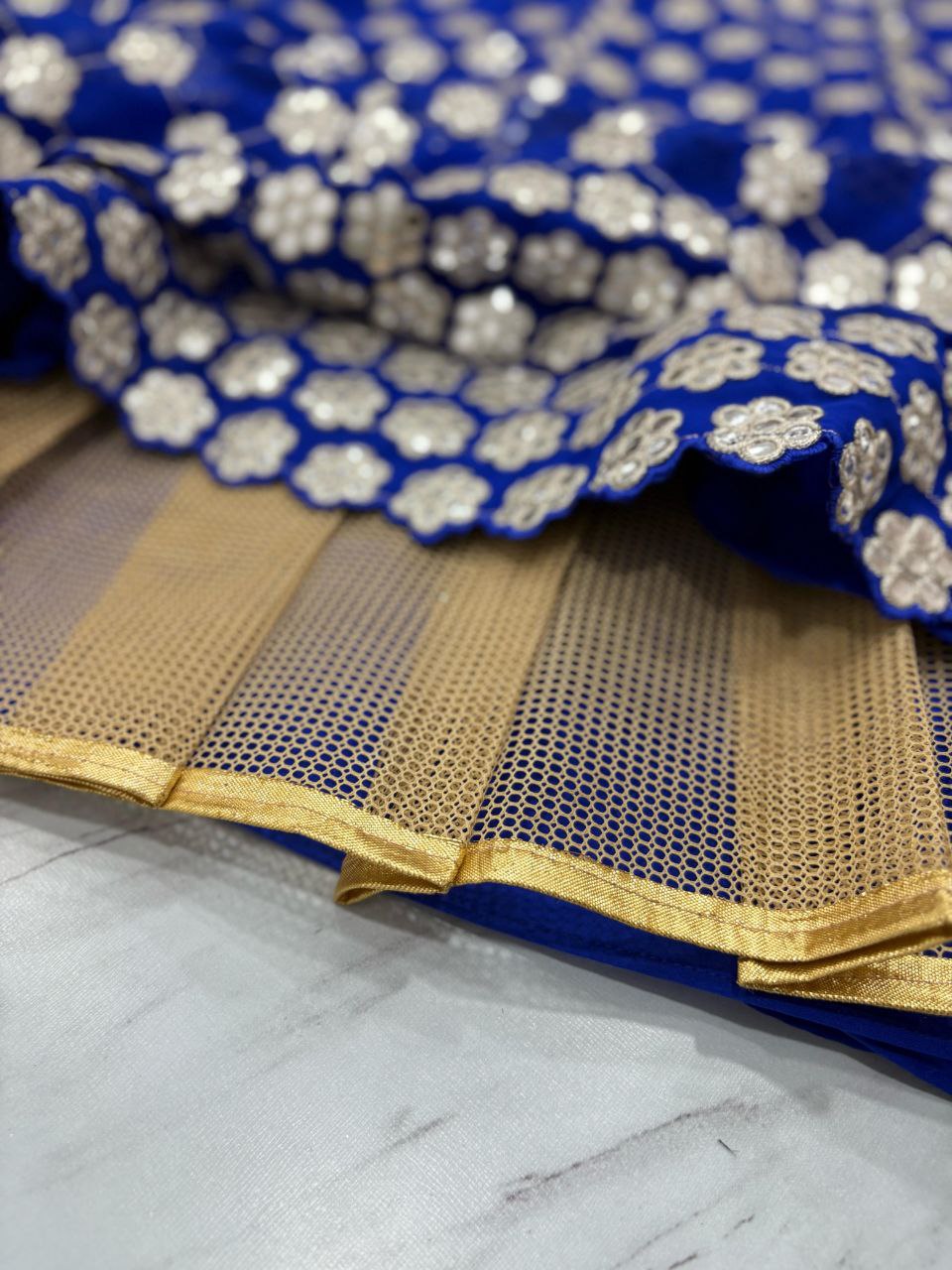 Premium Georgette Lehenga Choli Set - 3.5m Flare with Foil Mirror Work