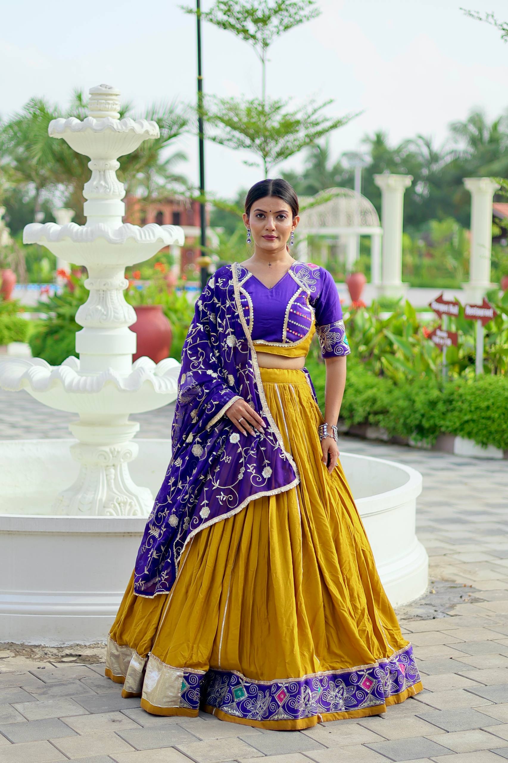 Navratri 6 Flair Lehenga Choli Pure Cotton Heavy Embroidery Dupatta Georgette