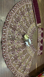 Maroon Soft Net Lehenga Choli with Intricate Sequins & Thread Embroidery