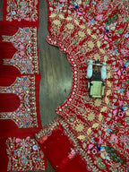 “Red Faux Georgette Lehenga with Peacock & Floral Sequins Embroidery – Georgette Dupatta, Blouse up to 5XL”