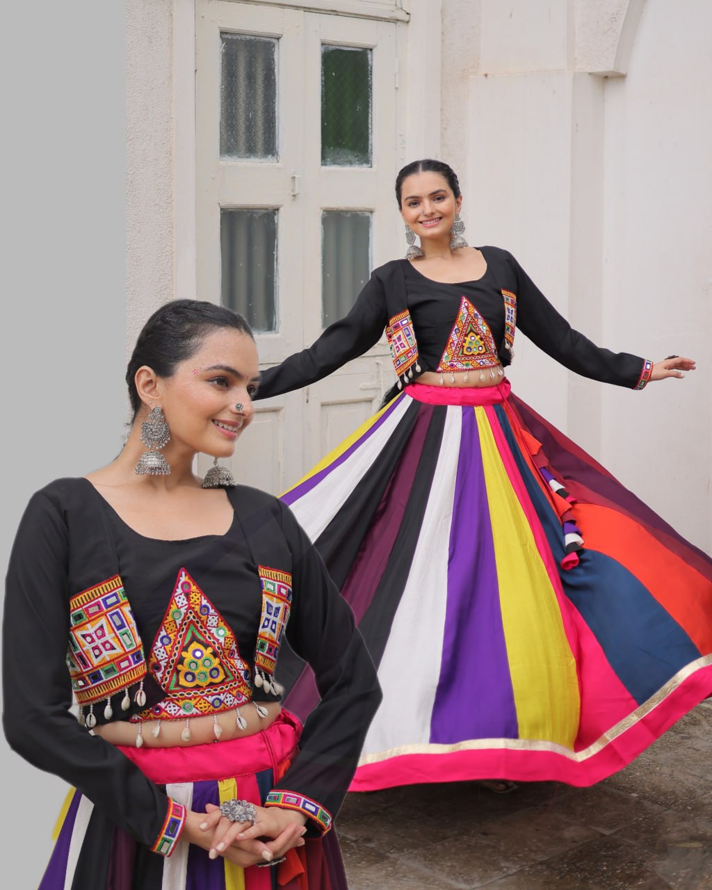 LW-7143 - Designer Koti Style Gamthi Lehenga Set Navratri