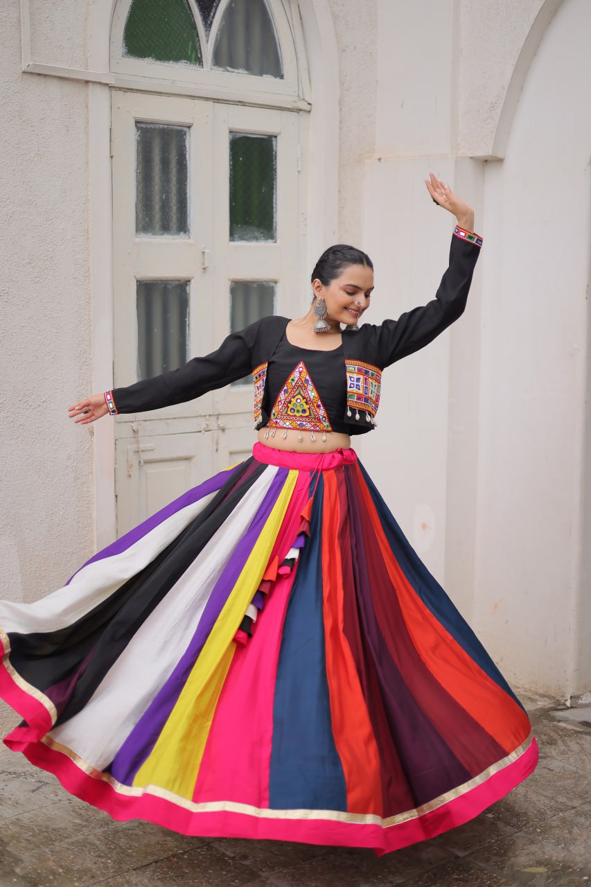 LW-7143 - Designer Koti Style Gamthi Lehenga Set Navratri