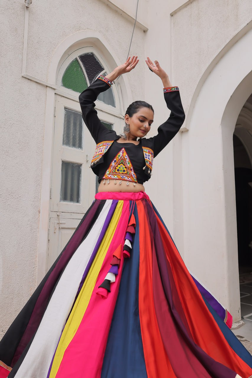 LW-7143 - Designer Koti Style Gamthi Lehenga Set Navratri