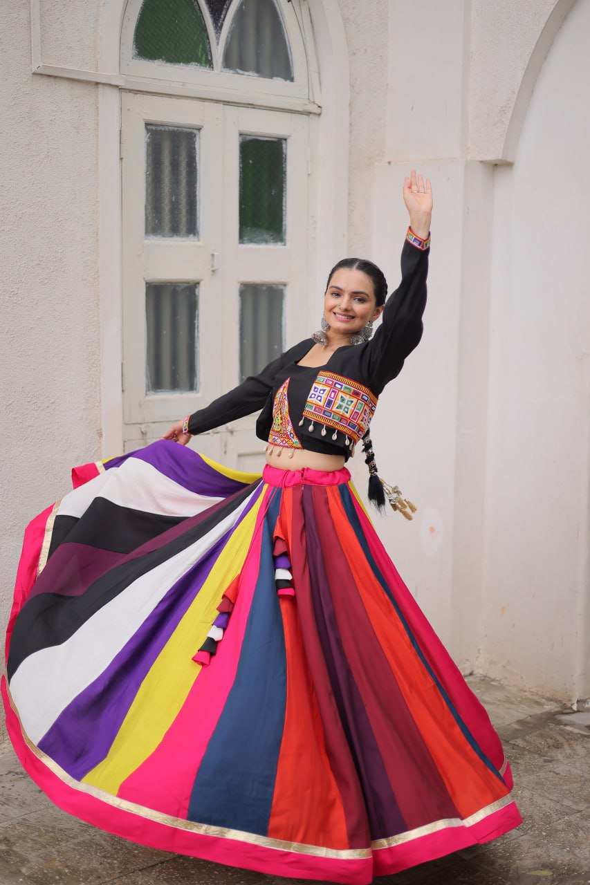 LW-7143 - Designer Koti Style Gamthi Lehenga Set Navratri
