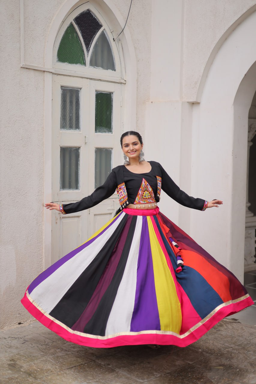 LW-7143 - Designer Koti Style Gamthi Lehenga Set Navratri