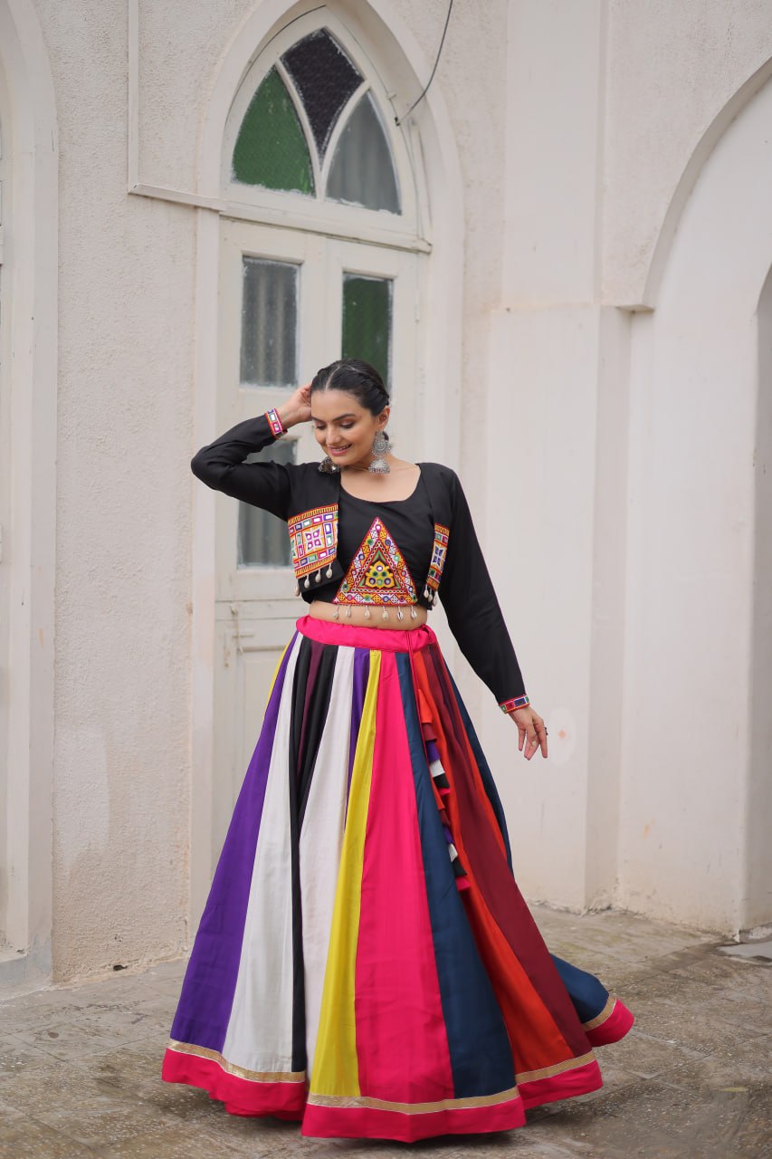 LW-7143 - Designer Koti Style Gamthi Lehenga Set Navratri