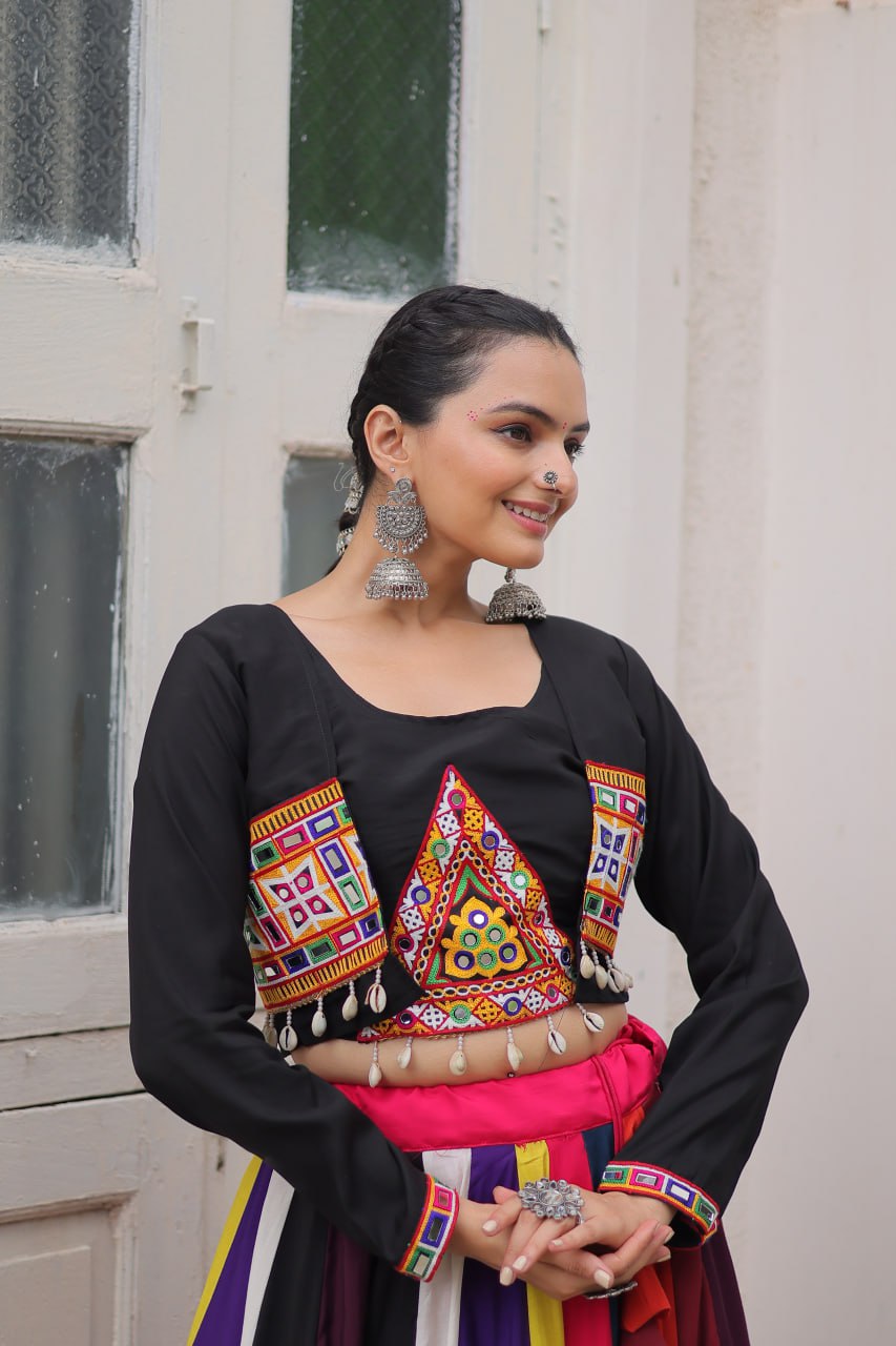 LW-7143 - Designer Koti Style Gamthi Lehenga Set Navratri