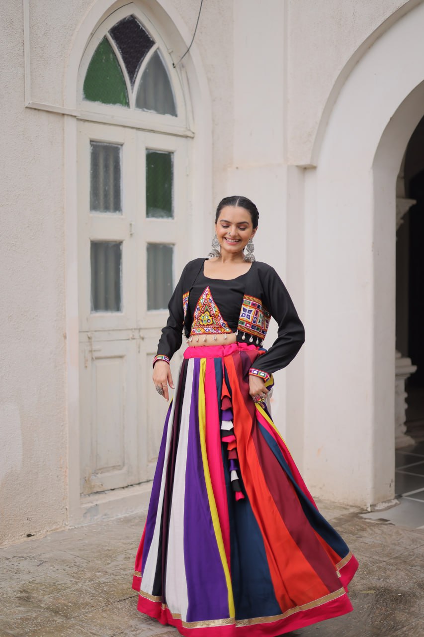 LW-7143 - Designer Koti Style Gamthi Lehenga Set Navratri