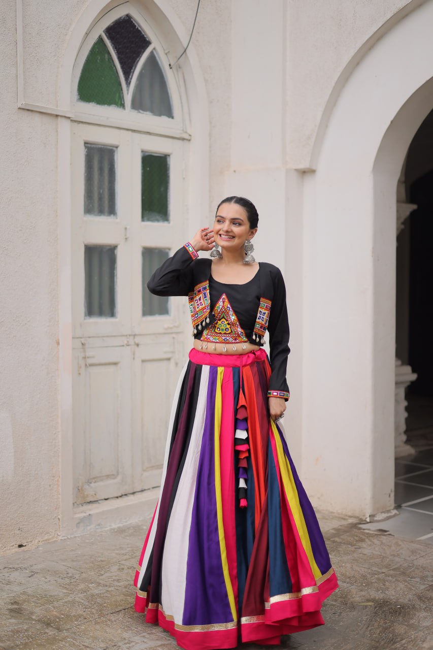 LW-7143 - Designer Koti Style Gamthi Lehenga Set Navratri