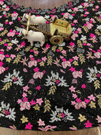 Black Sequin Embroidered Floral Lehenga with Off-Shoulder Blouse and Dupatta