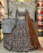Lehenga Choli with Butterfly & Floral Sequins Embroidery