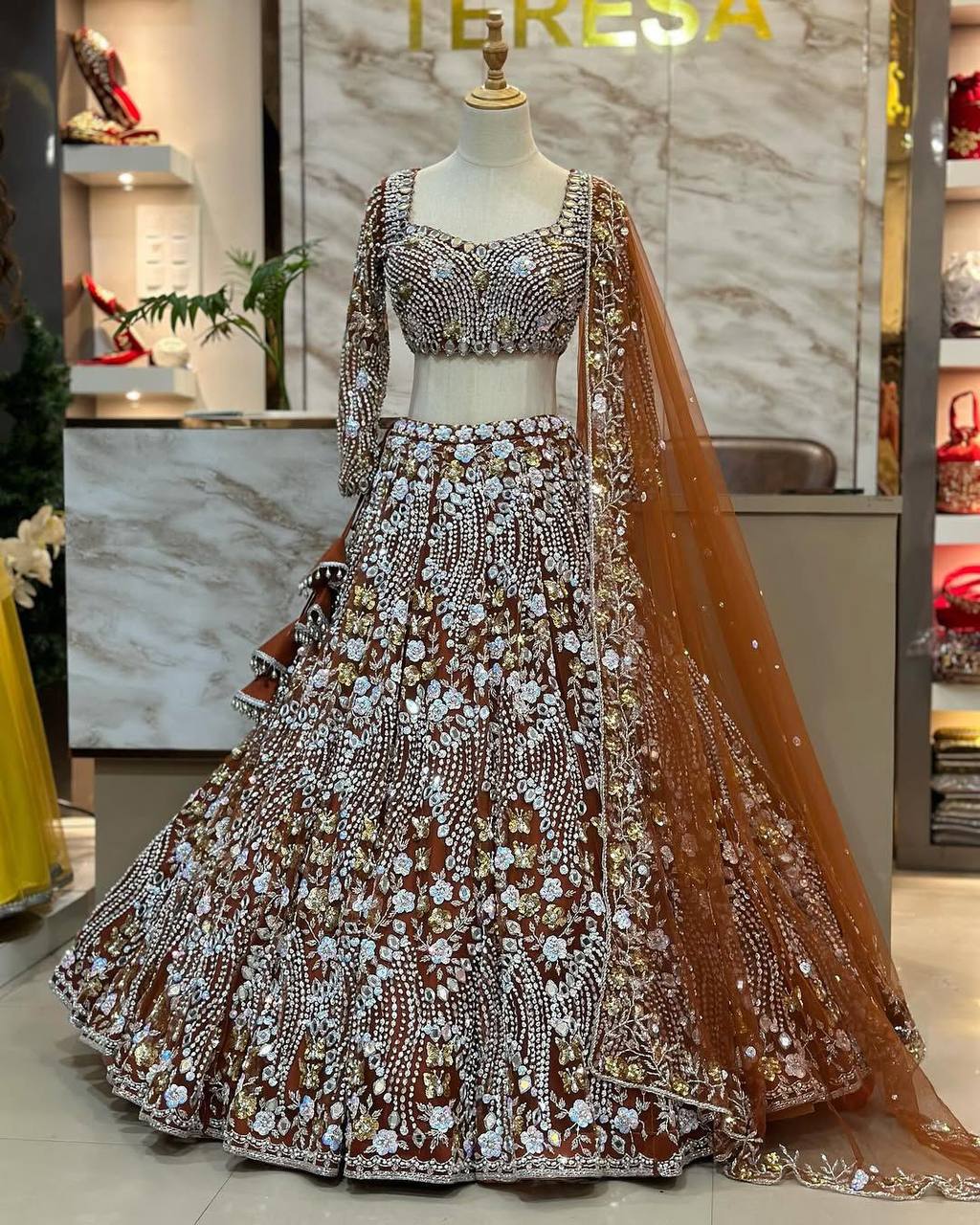Soft Butterfly Net Lehenga with Real Mirror Embroidery Sequins Work – Semi-Stitched Set