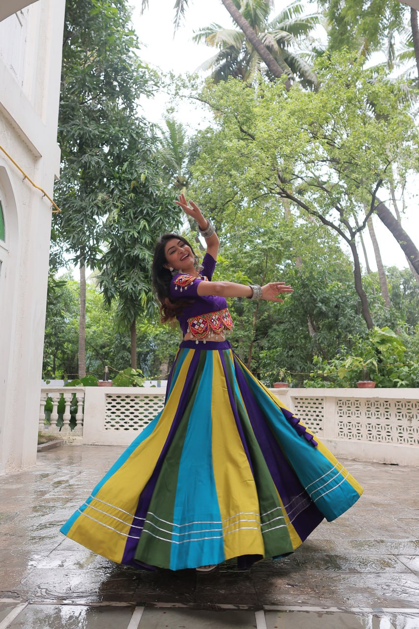LW-7142 - Festive Roman Gota & Gamthi Lehenga Set Navratri