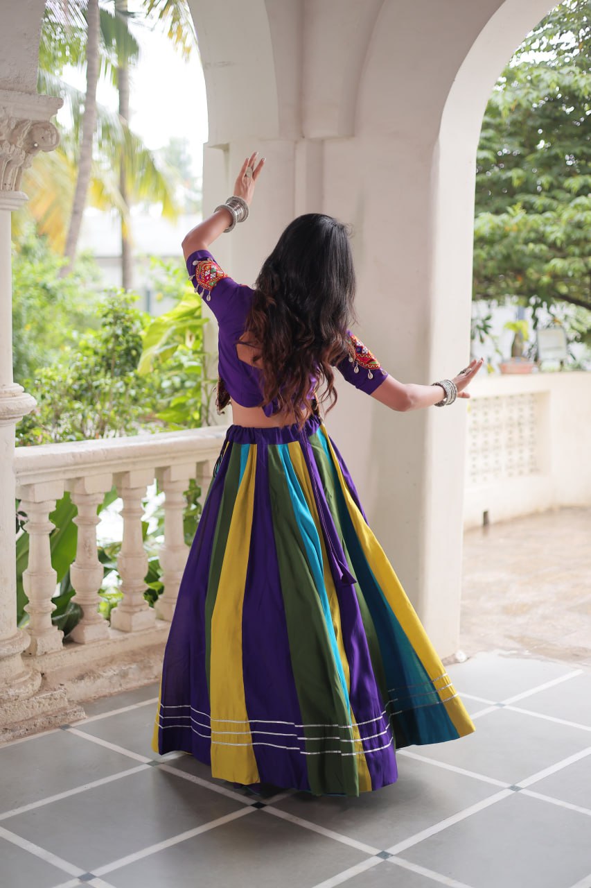 LW-7142 - Festive Roman Gota & Gamthi Lehenga Set Navratri