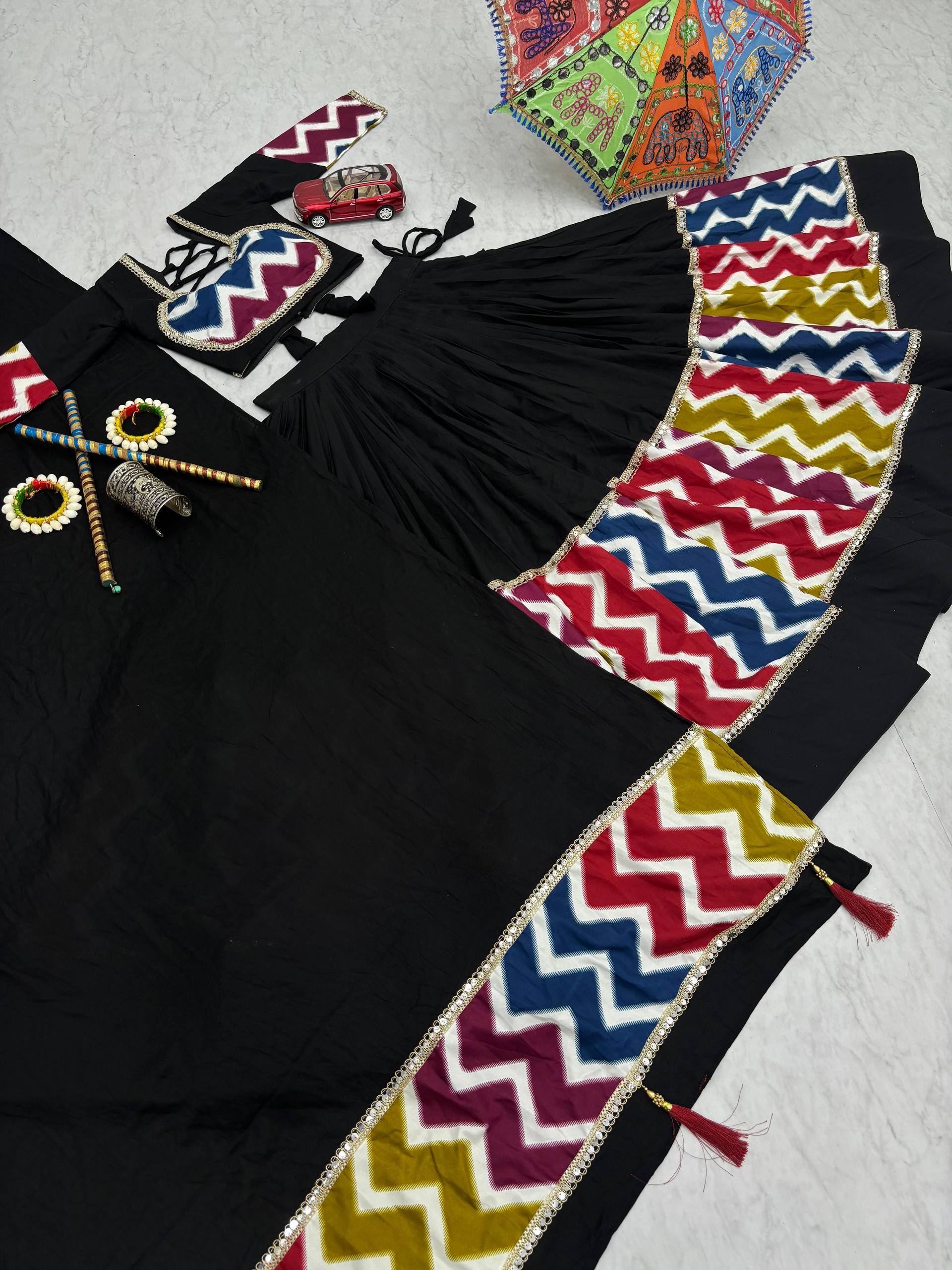 Navratri Special Pure Cotton Lehenga Choli with 6 Meter Flair | Big Flair Lehenga for Garba | Ready to Wear