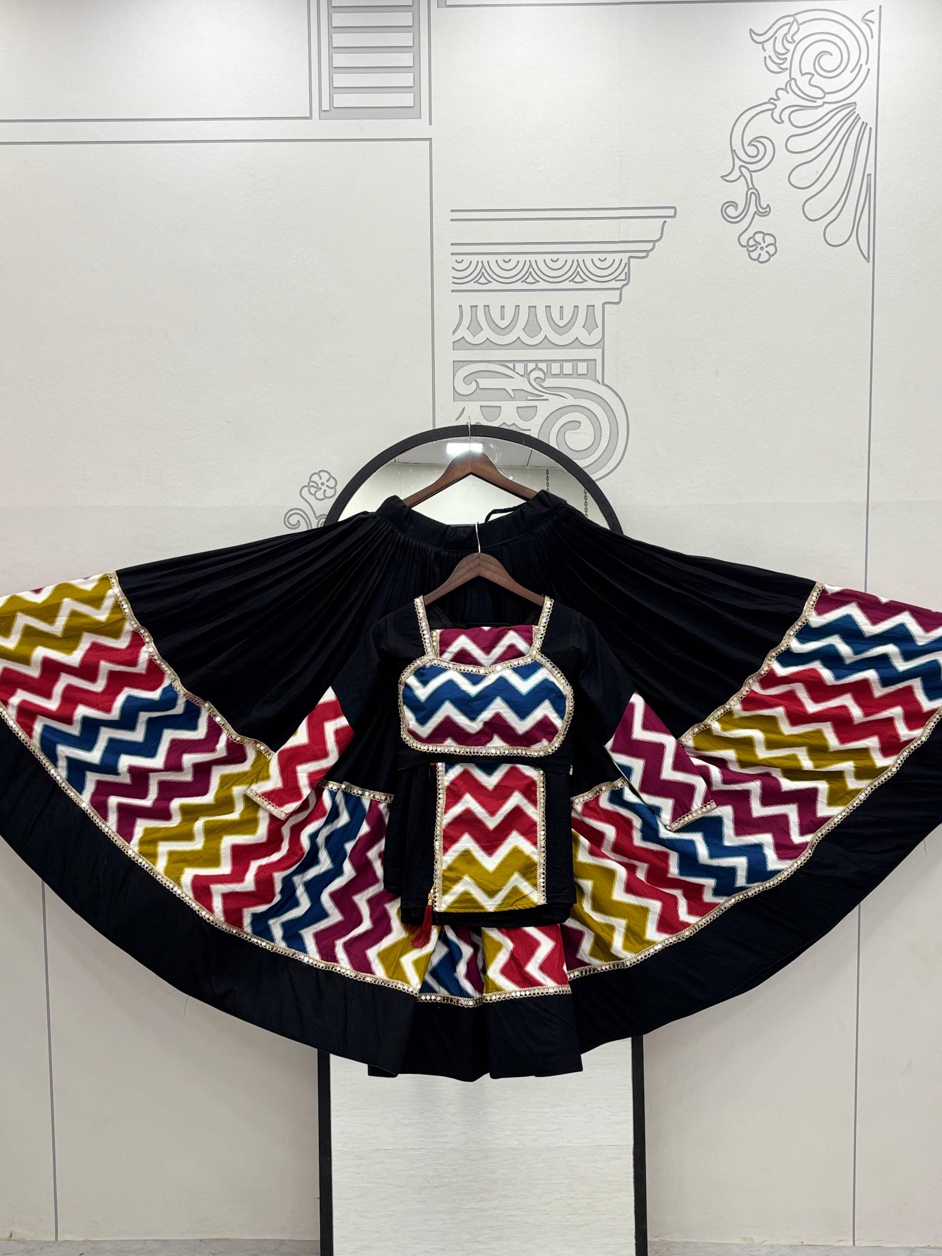 Navratri Special Pure Cotton Lehenga Choli with 6 Meter Flair | Big Flair Lehenga for Garba | Ready to Wear