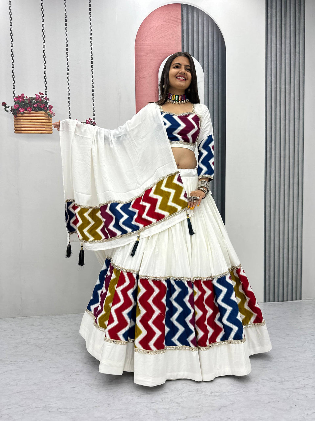 Navratri Special Pure Cotton Lehenga Choli with 6 Meter Flair | Big Flair Lehenga for Garba | Ready to Wear