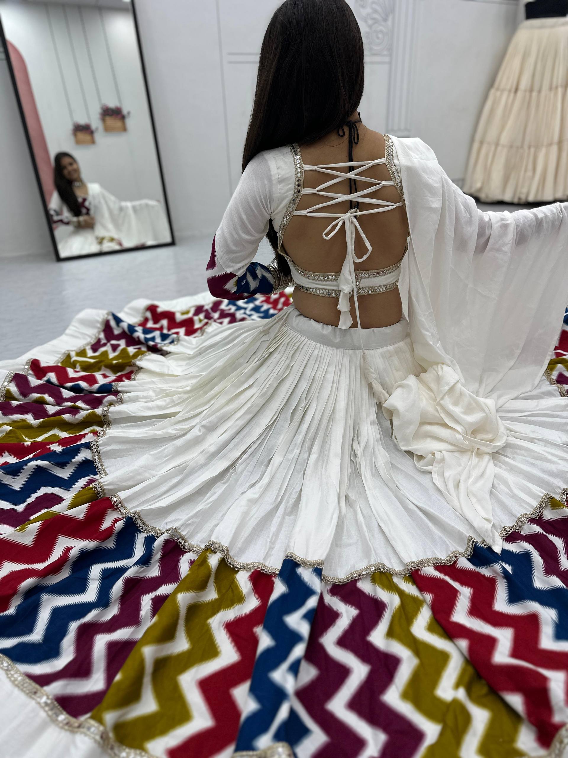 Navratri Special Pure Cotton Lehenga Choli with 6 Meter Flair | Big Flair Lehenga for Garba | Ready to Wear