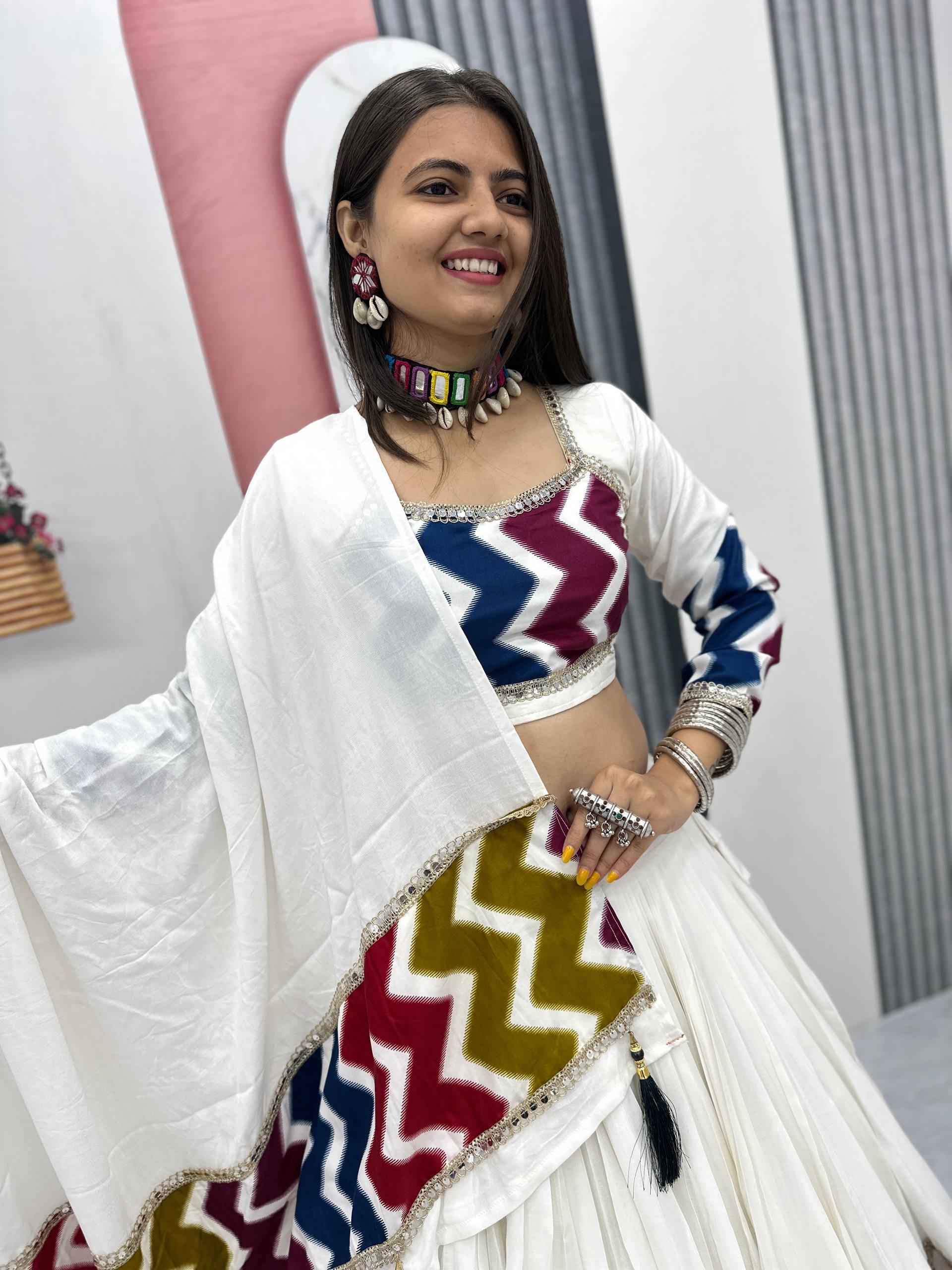 Navratri Special Pure Cotton Lehenga Choli with 6 Meter Flair | Big Flair Lehenga for Garba | Ready to Wear