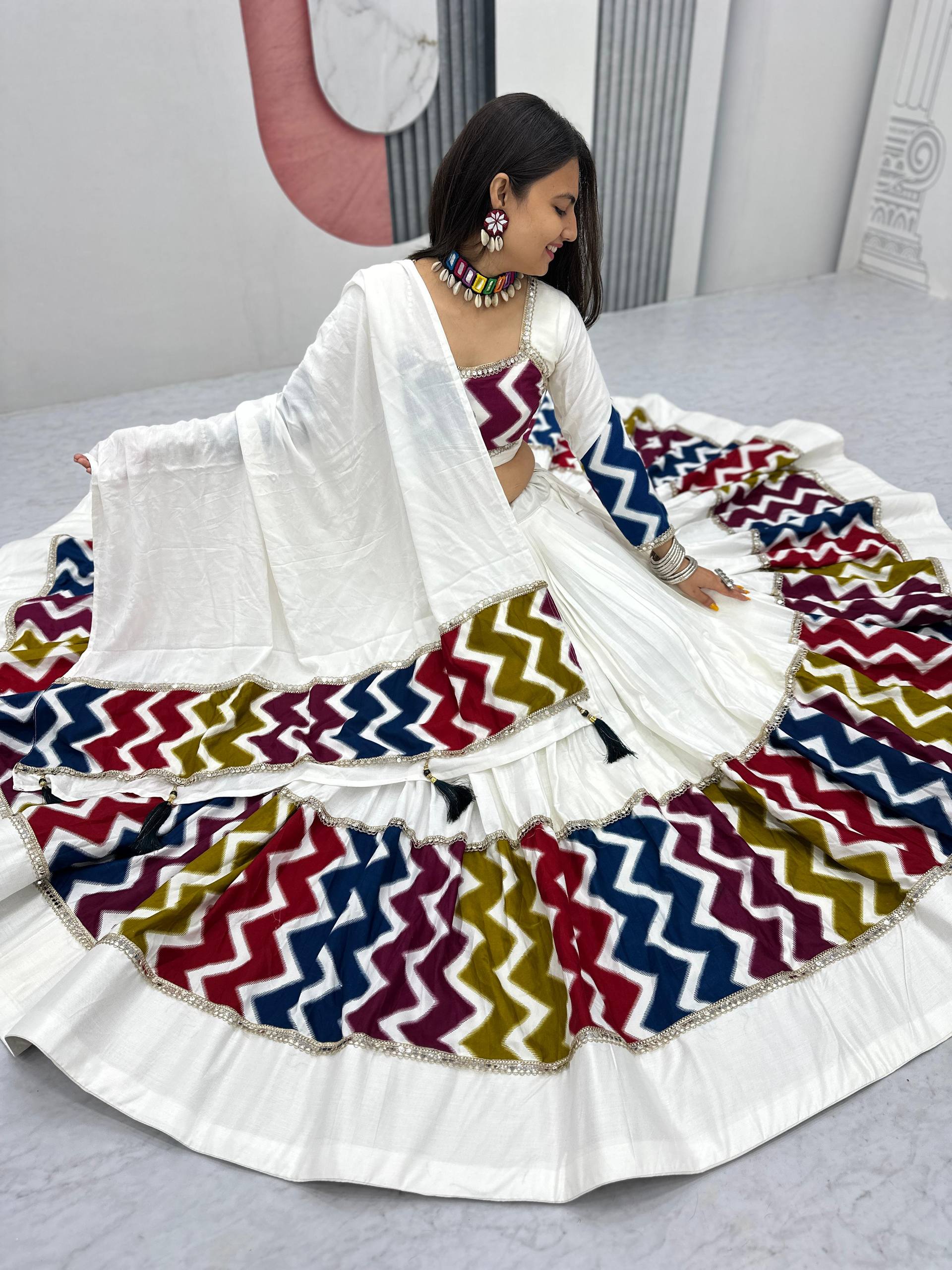 Navratri Special Pure Cotton Lehenga Choli with 6 Meter Flair | Big Flair Lehenga for Garba | Ready to Wear