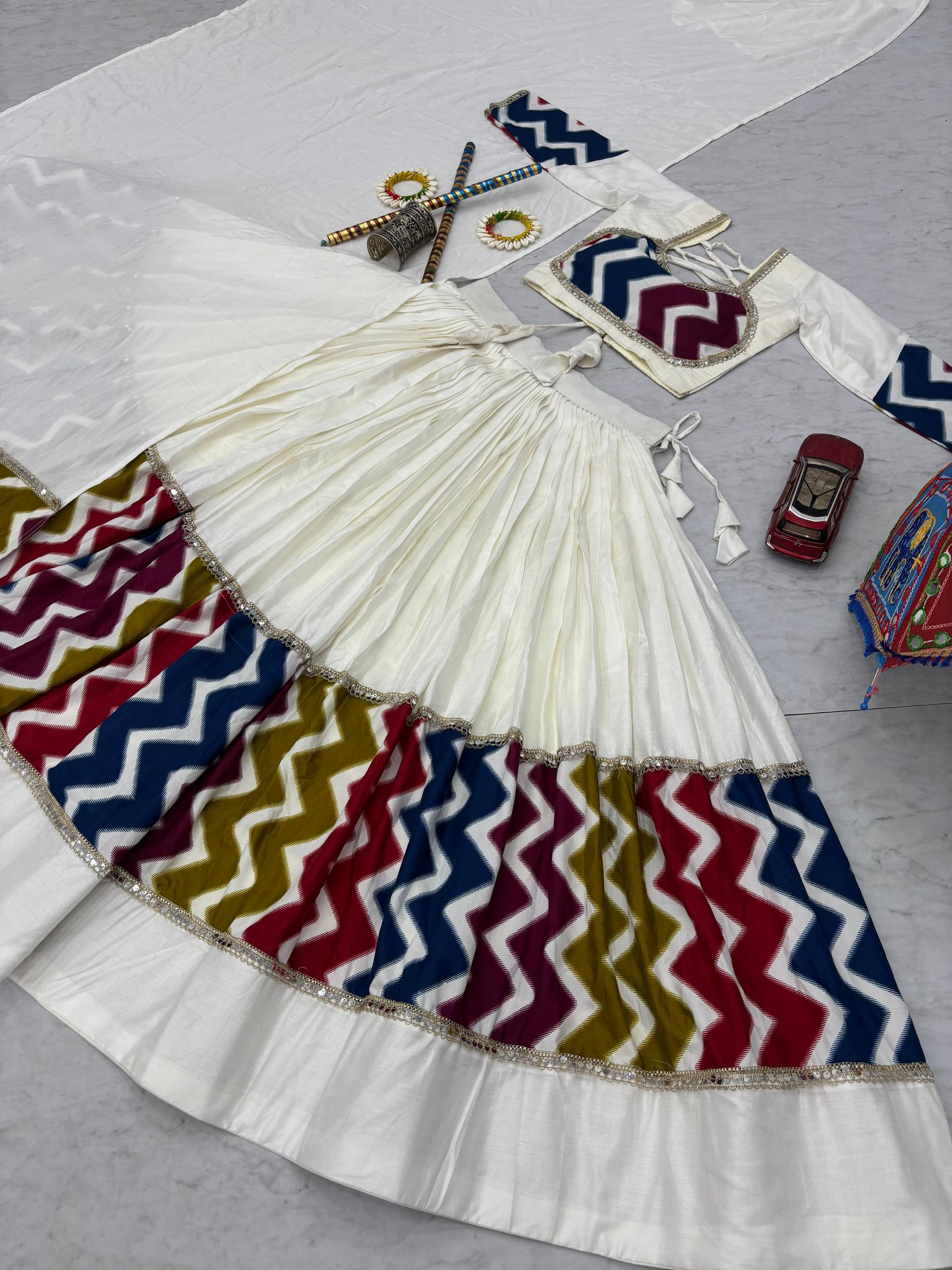 Navratri Special Pure Cotton Lehenga Choli with 6 Meter Flair | Big Flair Lehenga for Garba | Ready to Wear