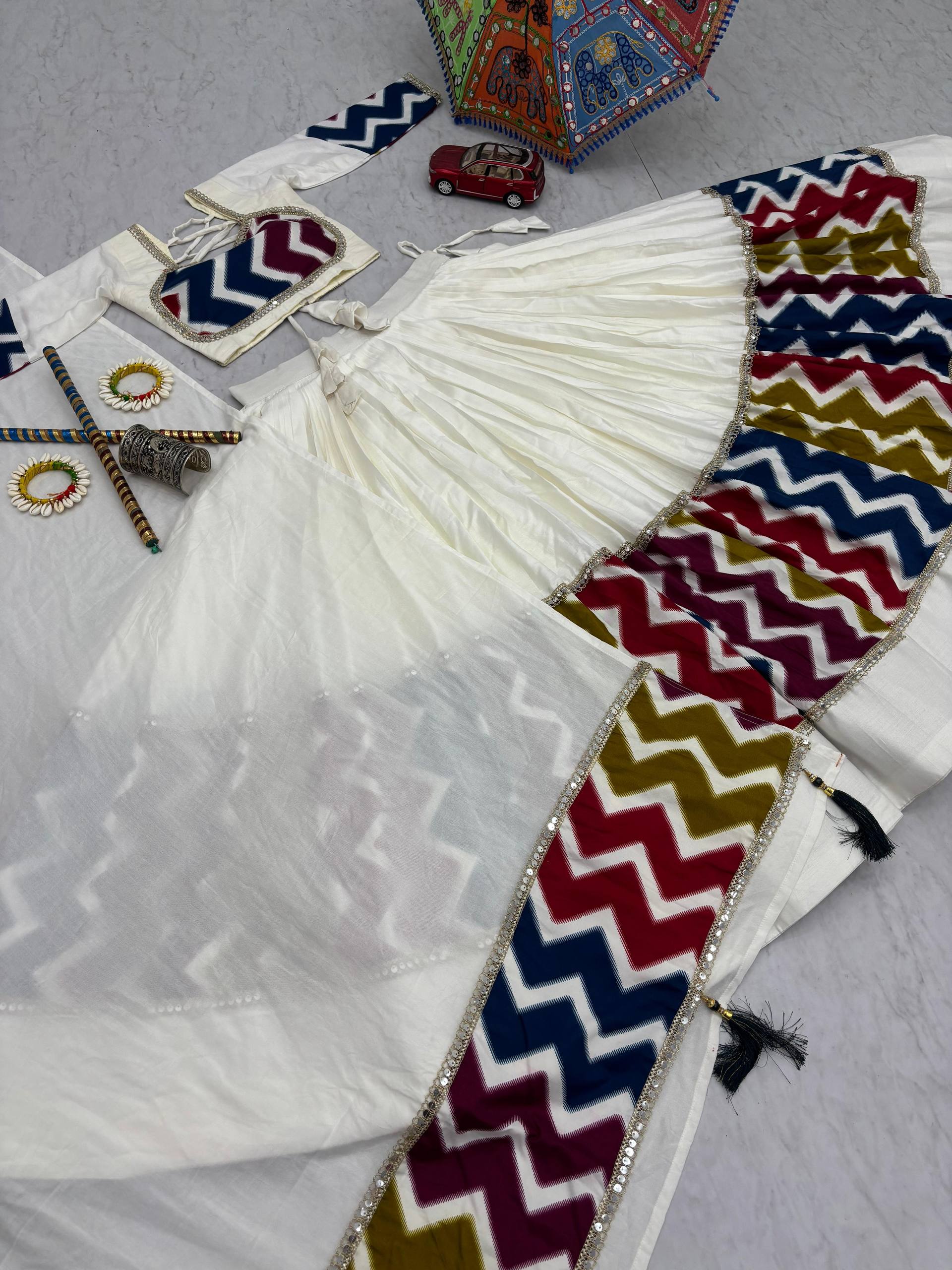Navratri Special Pure Cotton Lehenga Choli with 6 Meter Flair | Big Flair Lehenga for Garba | Ready to Wear