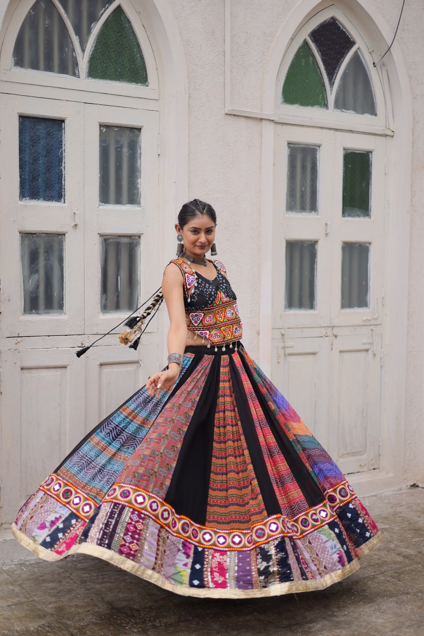 Product Code: LW-7135 - Traditional Gamthi Embroidered Lehenga Set NAVRATRI