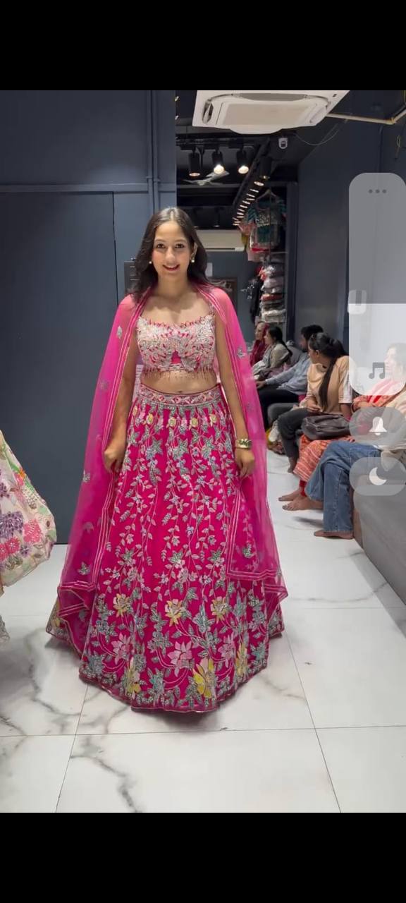 Fox Georgette Lehenga with Embroidery Sequins Work – Semi-Stitched Set