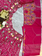 Rani Pink Multicolor Floral Embroidered Silk Lehenga Set