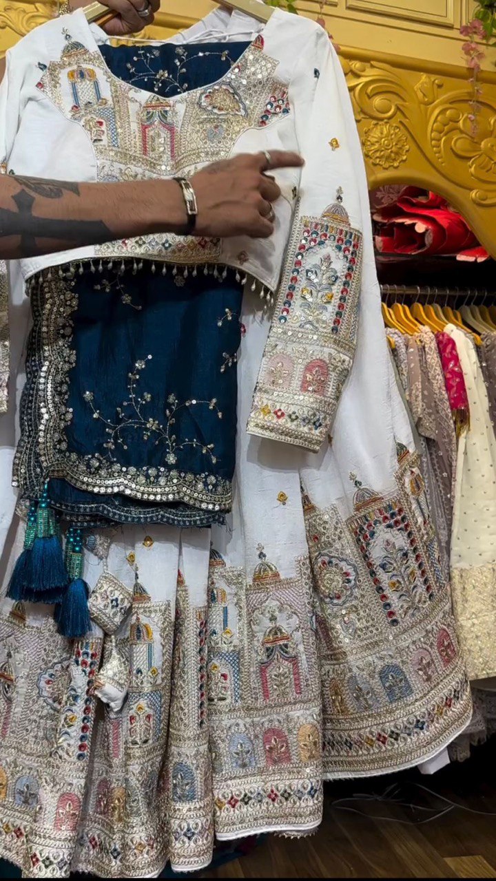 Faux Georgette Lehenga Choli Set - Coding Dori & Sequence Embroidery