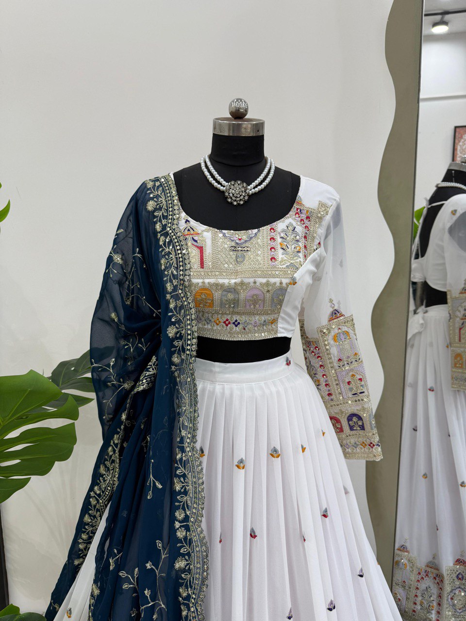 Faux Georgette Lehenga Choli Set - Coding Dori & Sequence Embroidery