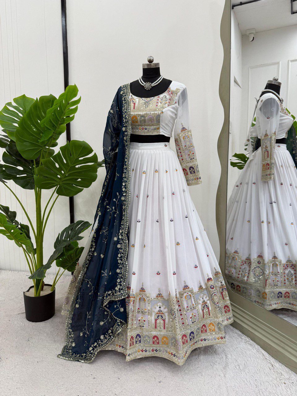 Faux Georgette Lehenga Choli Set - Coding Dori & Sequence Embroidery