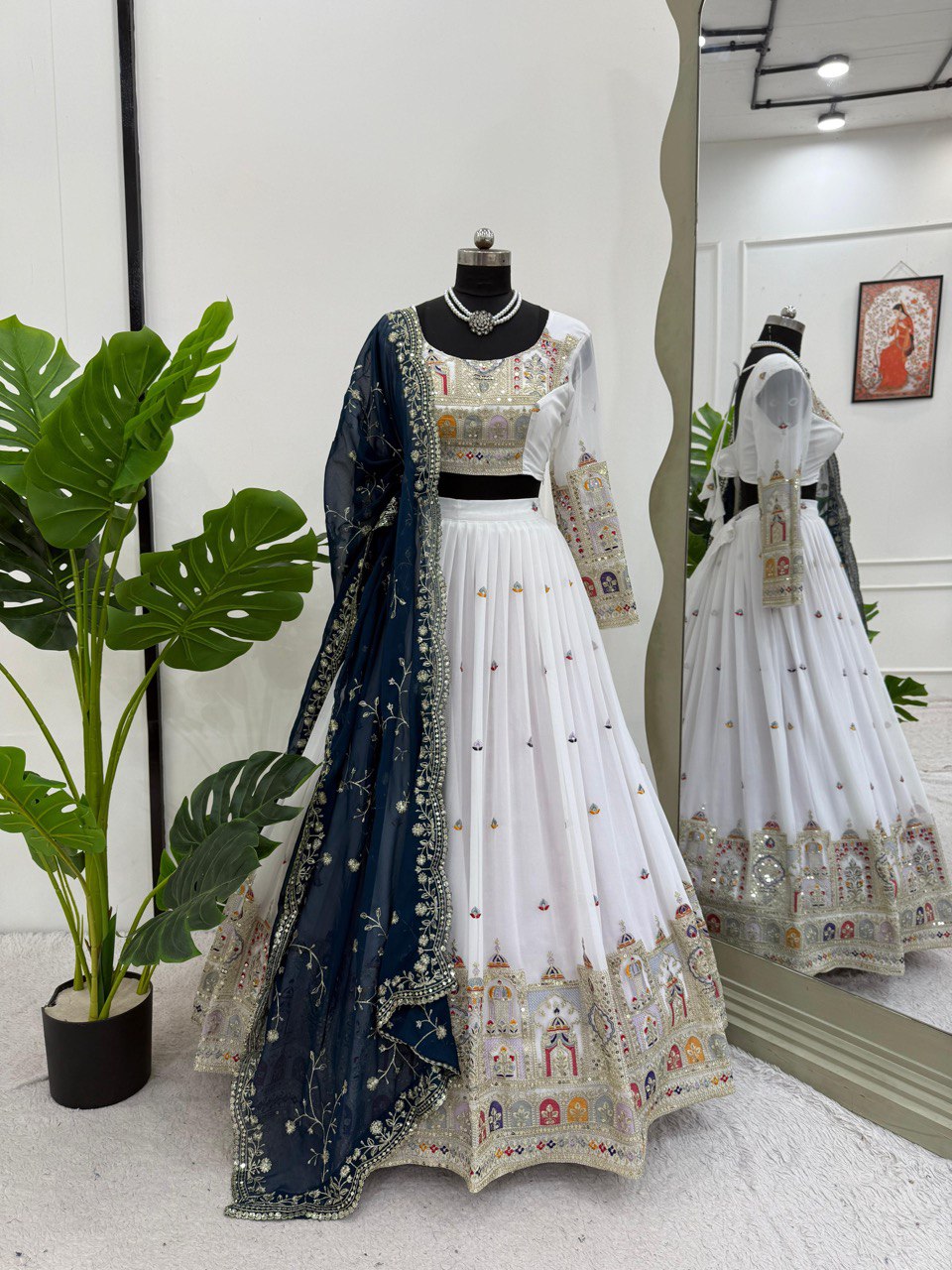 Faux Georgette Lehenga Choli Set - Coding Dori & Sequence Embroidery