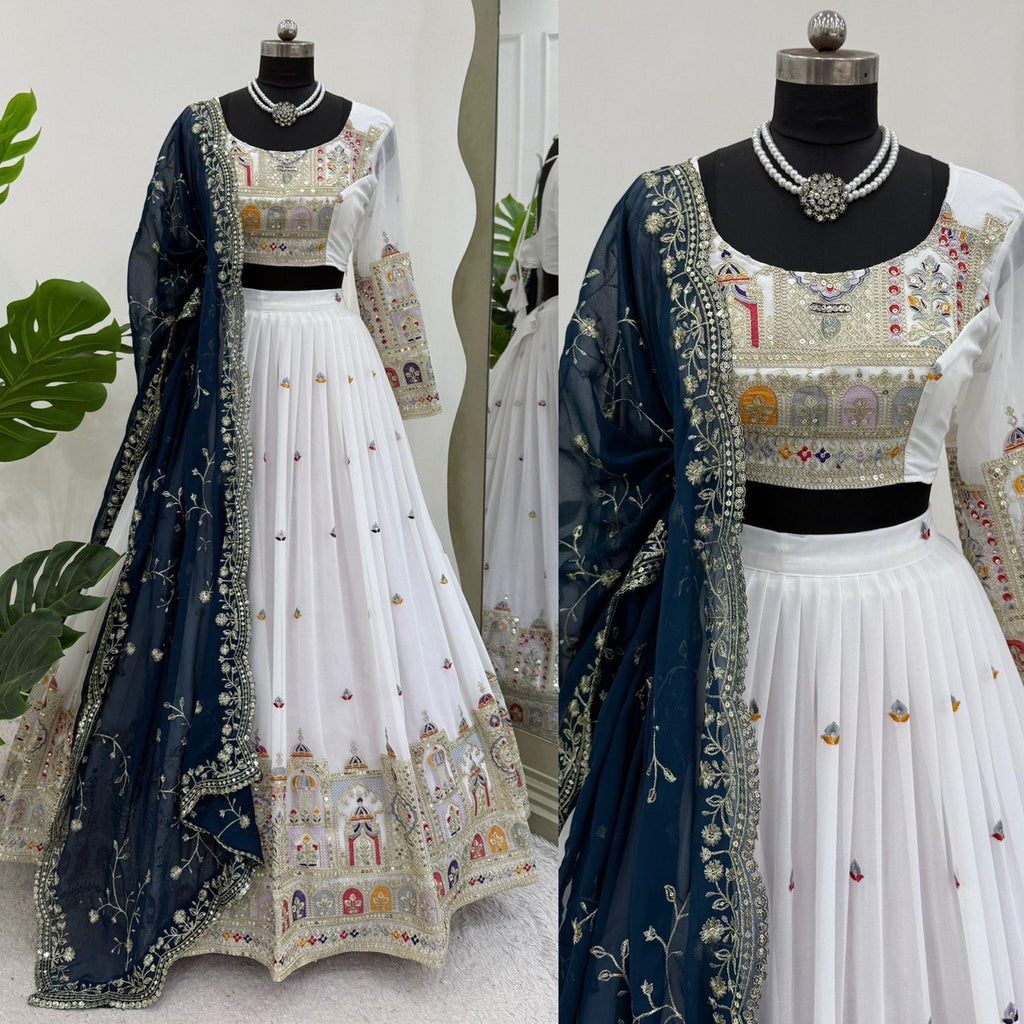 Faux Georgette Lehenga Choli Set - Coding Dori & Sequence Embroidery