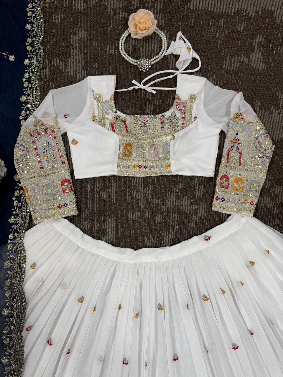 Faux Georgette Lehenga Choli Set - Coding Dori & Sequence Embroidery