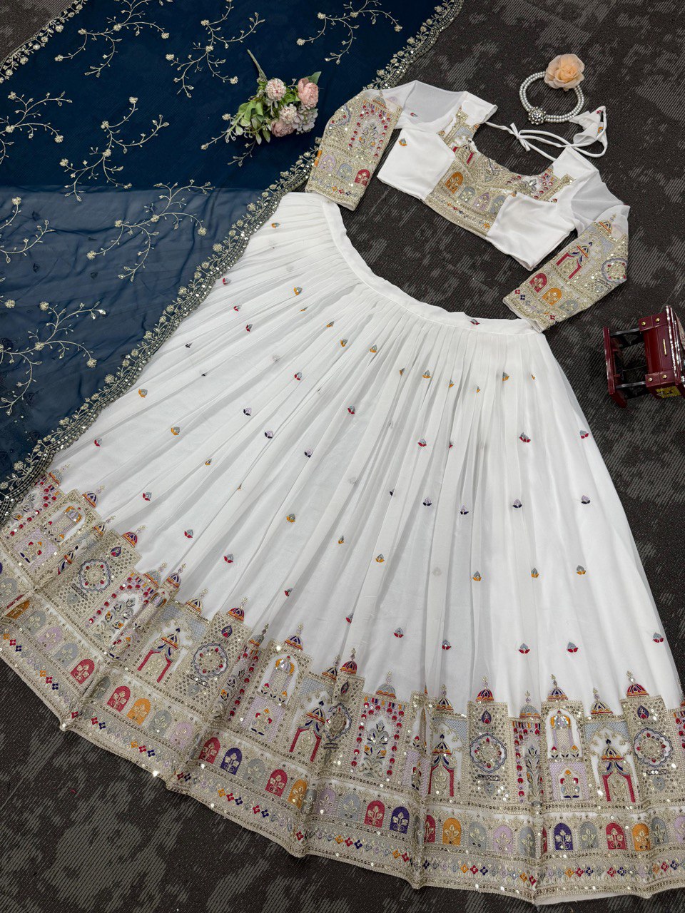 Faux Georgette Lehenga Choli Set - Coding Dori & Sequence Embroidery