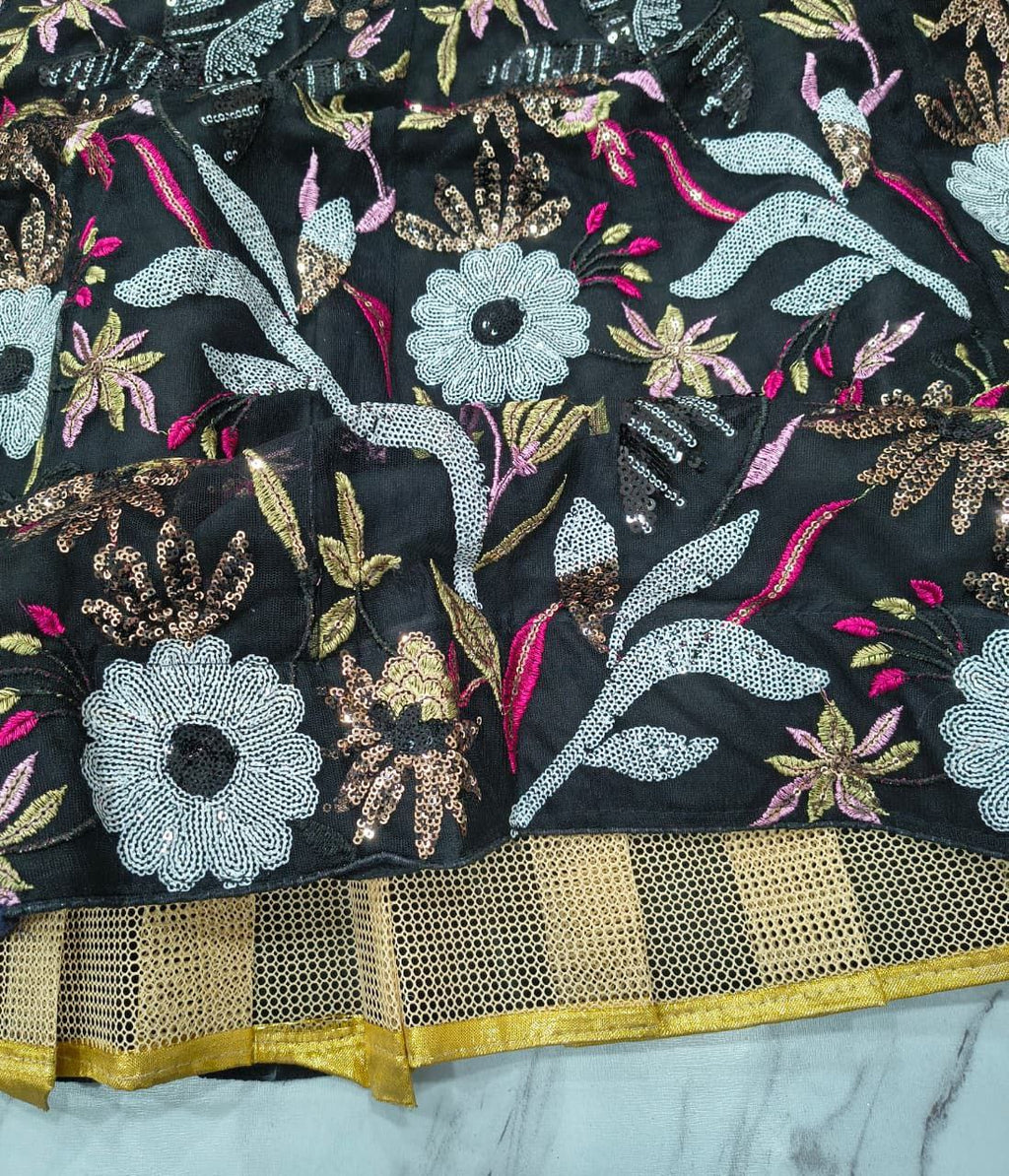 Designer Butterfly Net Lehenga - Heavy Thread & Sequins Embroidery - Premium CanCan Fall