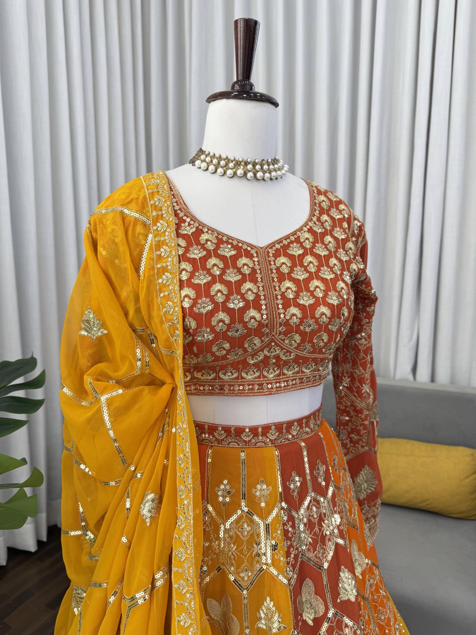Regal Fuchsia Thread & Sequence Embroidered Lehenga Choli 373