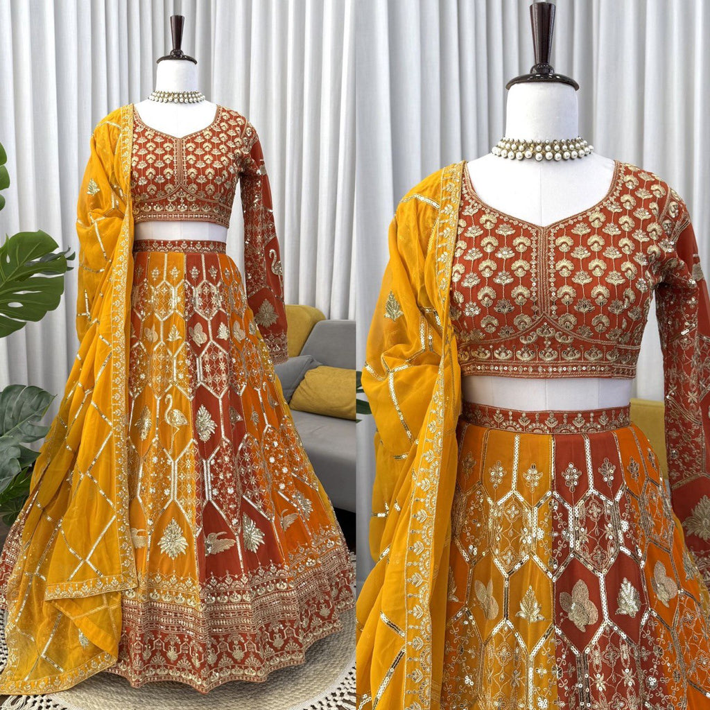 Regal Fuchsia Thread & Sequence Embroidered Lehenga Choli 373