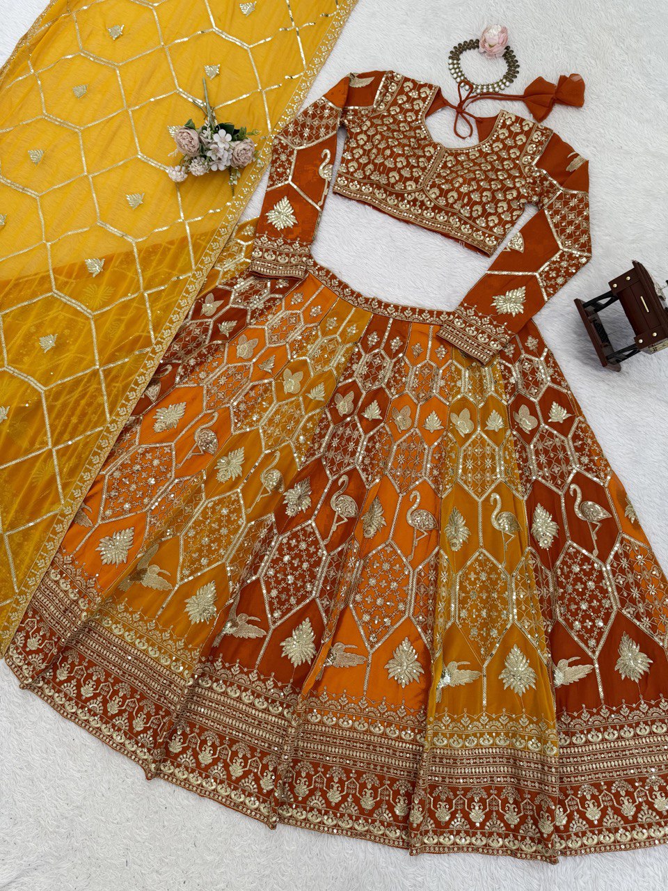 Regal Fuchsia Thread & Sequence Embroidered Lehenga Choli 373