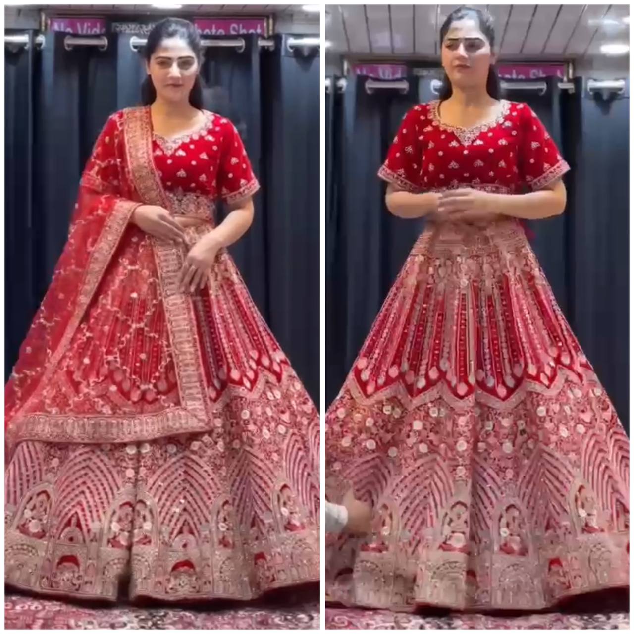 Red Premium Faux Georgette lehenga with Embroidery Sequins Work With Cancan & Canvas Patta and designer blouse.